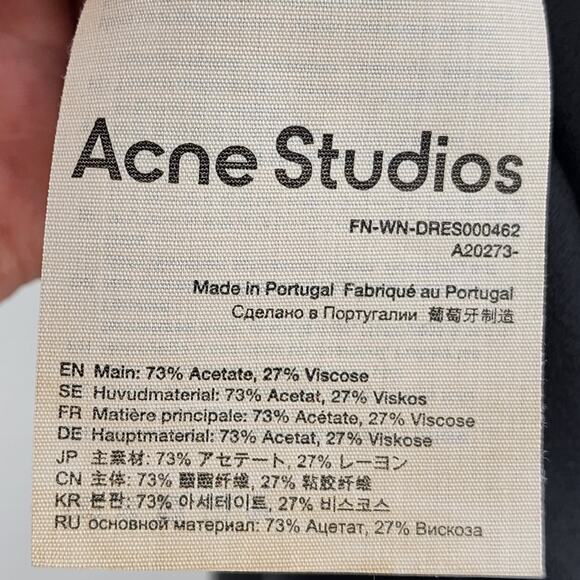 Acne Studios Black Single Sleeve Side Zip Knee Length Dress Size 40 - Picture 6 of 9